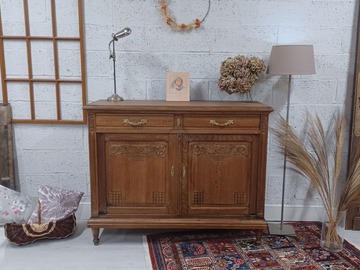Vente avec paiement en ligne: Buffet de campagne chêne massif intérieur blanc lin