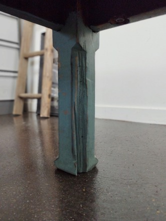 Table basse ou petit Banc Vintage en bois massif bleu turquoise