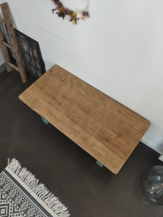 Table basse ou petit Banc Vintage en bois massif bleu turquoise