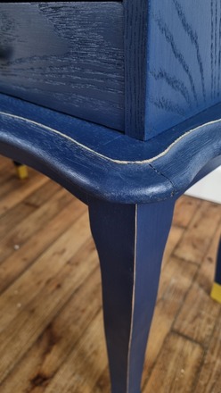 Banc téléphone vintage relooké bleu marine