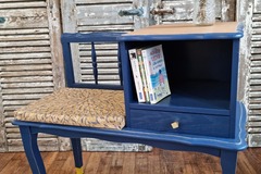 Vente avec paiement en ligne: Banc téléphone vintage relooké bleu marine