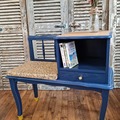 Vente avec paiement en ligne: Banc téléphone vintage relooké bleu marine