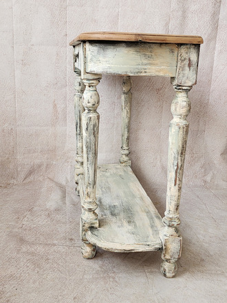 Console et miroir patiné blanc pour entrée