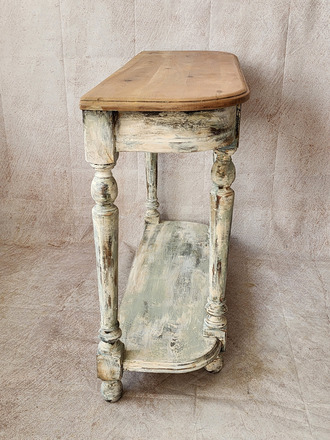 Console et miroir patiné blanc pour entrée