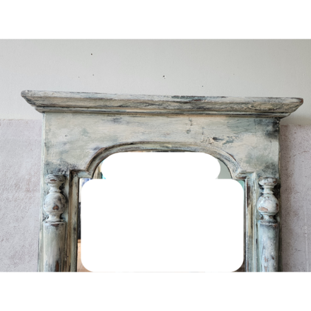 Console et miroir patiné blanc pour entrée
