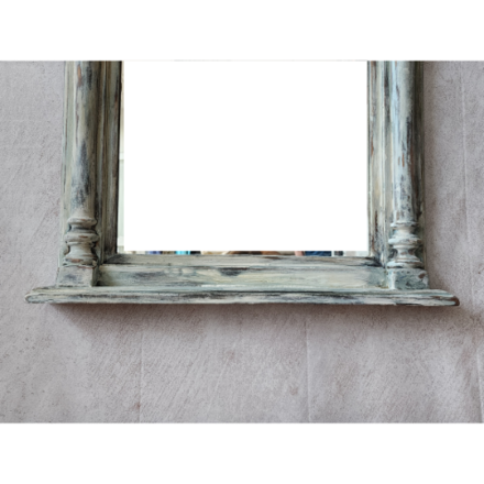 Console et miroir patiné blanc pour entrée