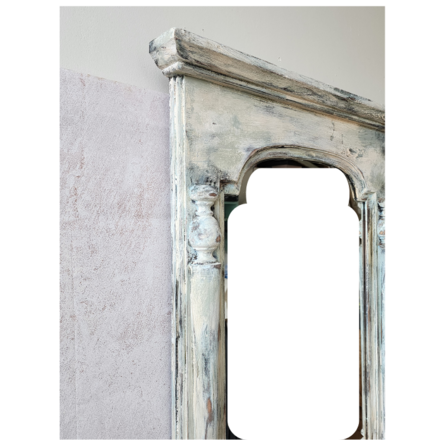 Console et miroir patiné blanc pour entrée