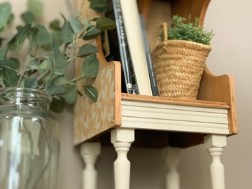 Vente avec paiement en ligne: Meuble d'appoint bois brut lin ancien relooké, ex meuble annuaire