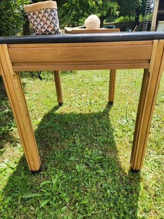 bureau ancien relooké noir et bois