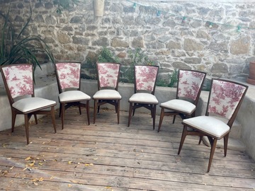 Vente avec paiement en ligne: Lot de 6 chaises scandinave tissu lin mélangé