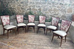 Vente avec paiement en ligne: Lot de 6 chaises scandinave tissu lin mélangé