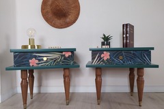 Vente avec paiement en ligne: Paire de chevets vintage, tropical et vertigo, "Amanda et Lee"