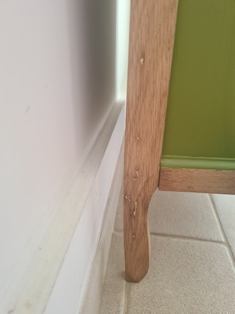 Chiffonnier 5 tiroirs vert herbarium et bois brut