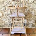 Vente avec paiement en ligne: Chaise haute vintage enfant mauve sur roulettes
