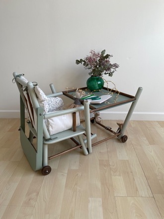 Chaise haute vintage verte pour enfant