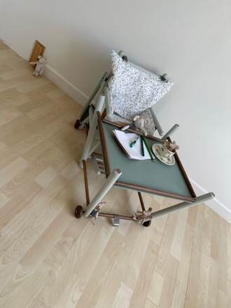 Chaise haute vintage verte pour enfant
