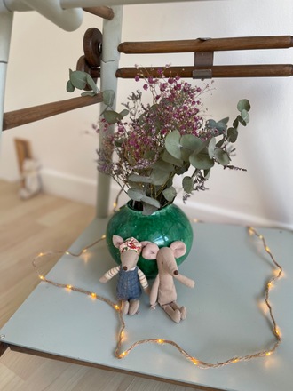 Chaise haute vintage verte pour enfant