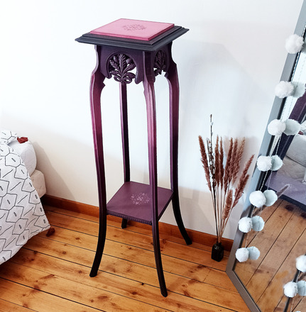 Sellette haute art nouveau tons aubergine et rose