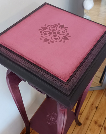 Sellette haute art nouveau tons aubergine et rose