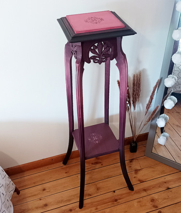 Sellette haute art nouveau tons aubergine et rose