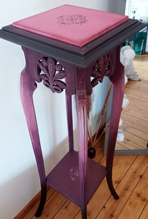 Sellette haute art nouveau tons aubergine et rose