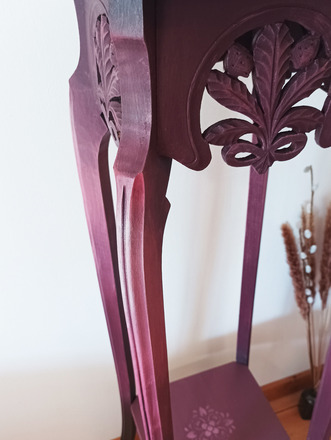 Sellette haute art nouveau tons aubergine et rose