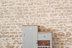 Vente avec paiement en ligne: Chiffonnier/petite armoire asymétrique gris vert