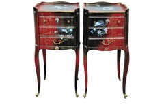 Vente avec paiement en ligne: Paire de tables de nuit Louis XVI style chinois