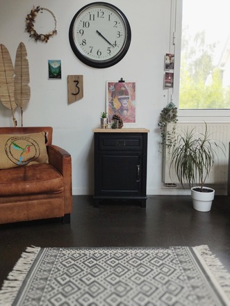 Confiturier/Petit buffet noir et bois style atelier