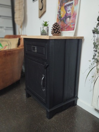 Confiturier/Petit buffet noir et bois style atelier