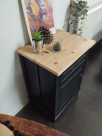 Confiturier/Petit buffet noir et bois style atelier