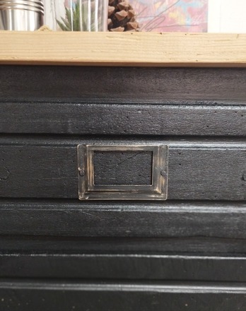 Confiturier/Petit buffet noir et bois style atelier