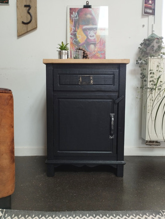 Confiturier/Petit buffet noir et bois style atelier
