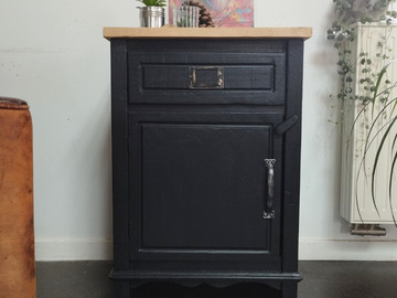 Vente avec paiement en ligne: Confiturier/Petit buffet noir et bois style atelier