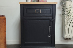 Vente avec paiement en ligne: Confiturier/Petit buffet noir et bois style atelier