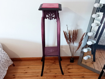 Vente avec paiement en ligne: Sellette haute art nouveau tons aubergine et rose