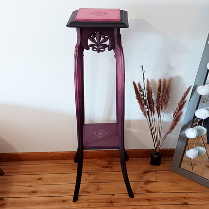 Vente avec paiement en ligne: Sellette haute art nouveau tons aubergine et rose