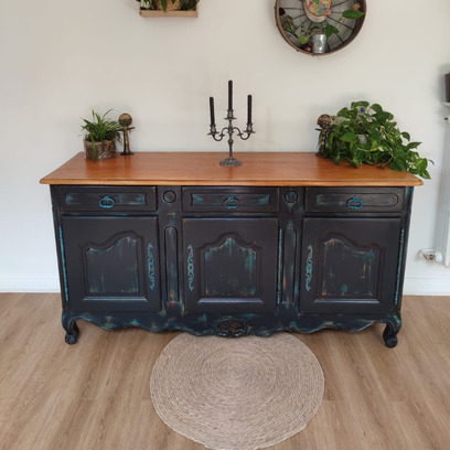 Vente avec paiement en ligne: Enfilade / buffet bois et noir patiné