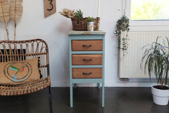 Vente avec paiement en ligne: Meuble d'Atelier Vintage 3 tiroirs patiné vert