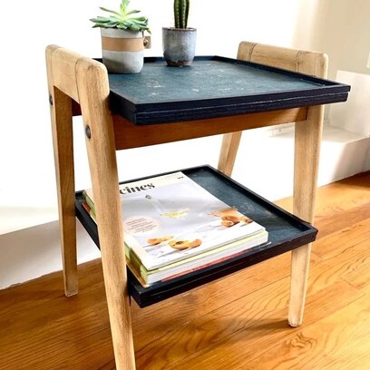 Vente avec paiement en ligne: Table d'appoint ou bout de canapé pieds compas