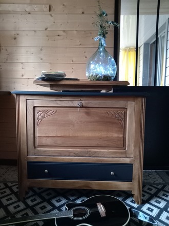 Buffet/Meuble tv vintage avec plateau tournant