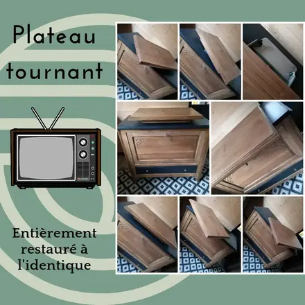 Buffet/Meuble tv vintage avec plateau tournant
