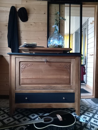 Buffet/Meuble tv vintage avec plateau tournant