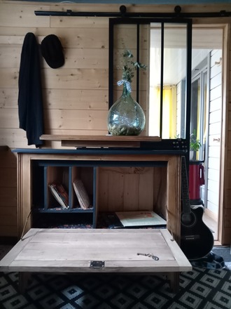 Buffet/Meuble tv vintage avec plateau tournant