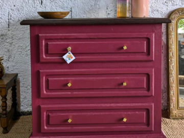 Vente avec paiement en ligne: Commode 3 tiroirs couleur Prune 