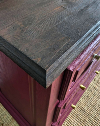 Commode 3 tiroirs couleur Prune 