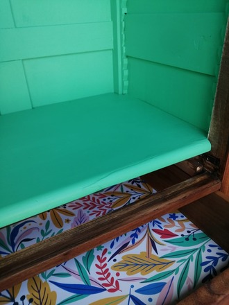 Armoire penderie et secrétaire vintage bois et vert émeraude 