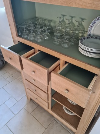 Buffet haut en chêne et vert Luxembourg 