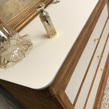 Commode merisier et blanc plume