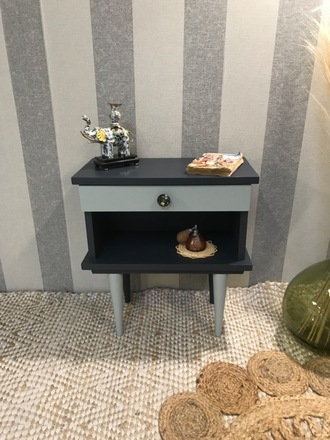 Table de chevet carbone et gris argent  Isaline 